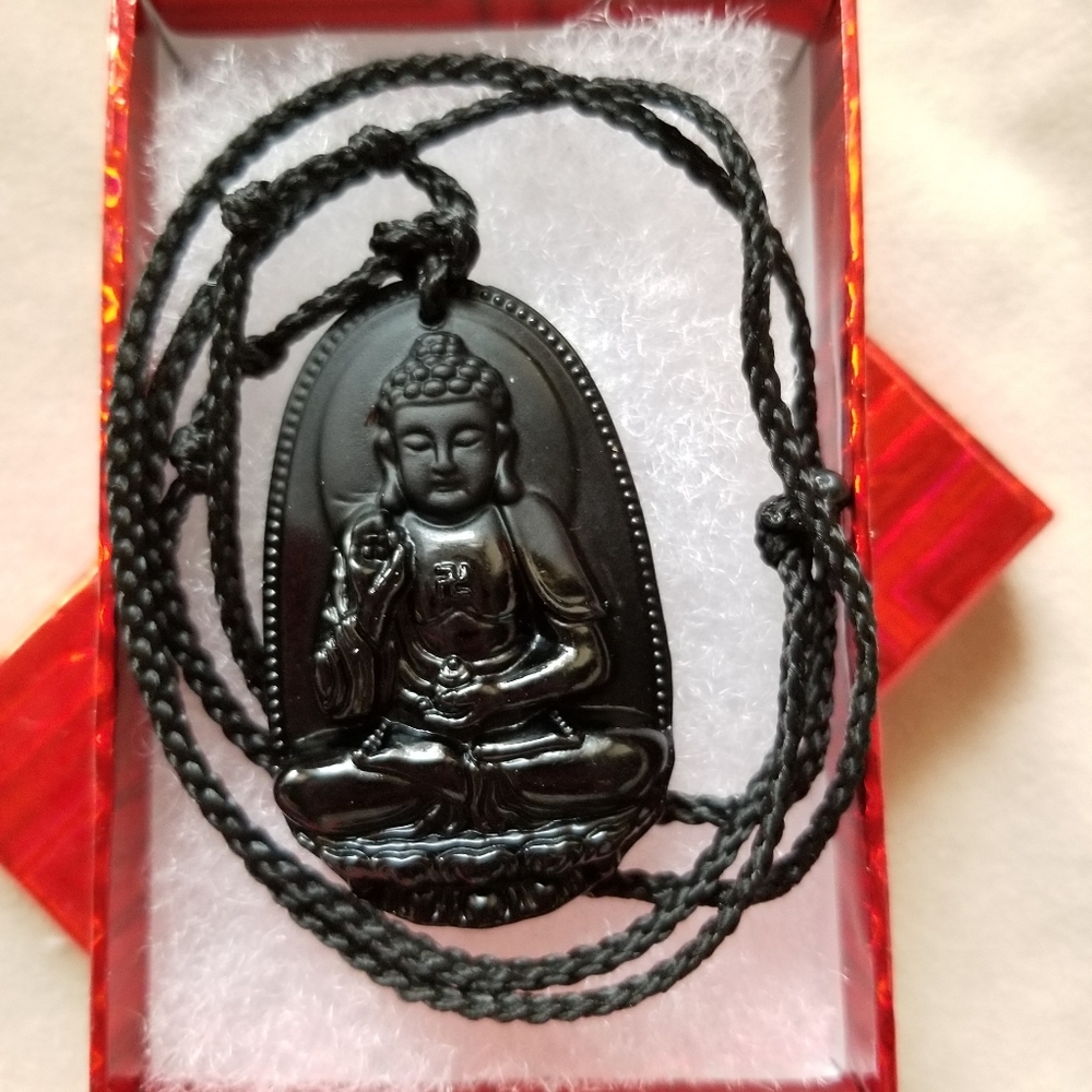 Obsidian carved Buddha 2.5 inches